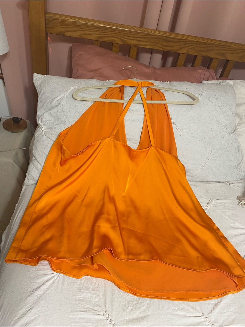 1 STATE Vibrant Orange Satin Halter Camisole - Picture 4 of 5